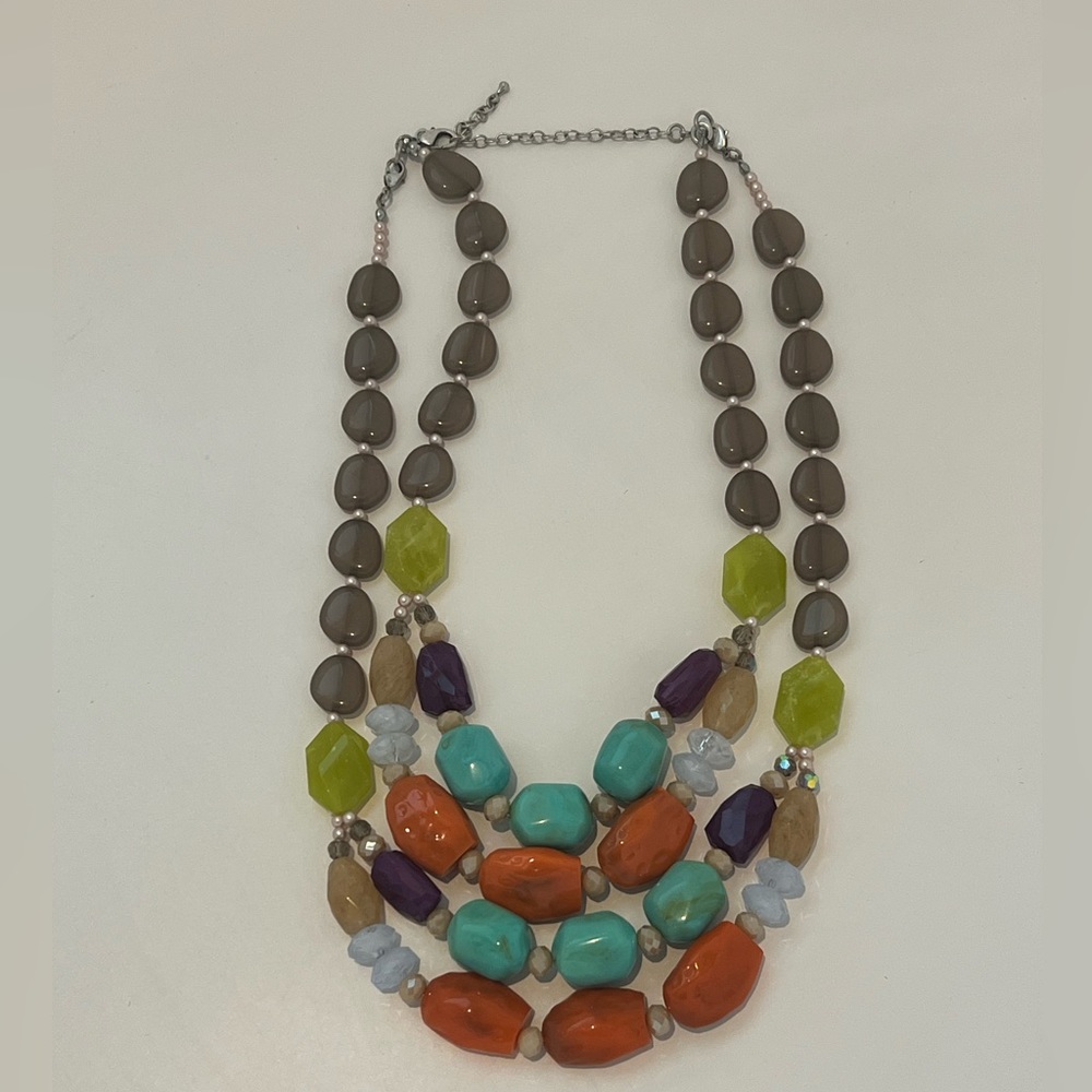 Premier Design Jewelry Multicolor Beaded Necklace. Two necklaces in one.